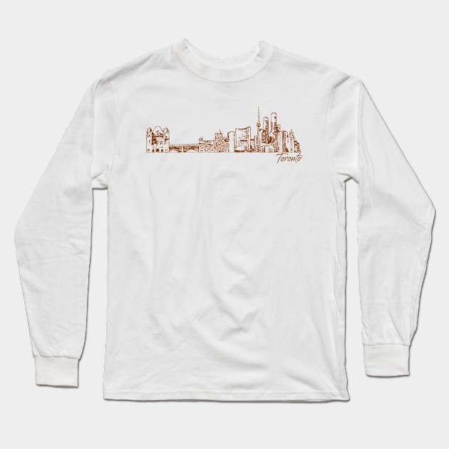 Toronto hand drawn skyline Long Sleeve T-Shirt by SerenityByAlex